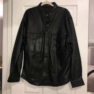 Wilson Leather Men’s Soft Leather Button Down Shirt/Jacket